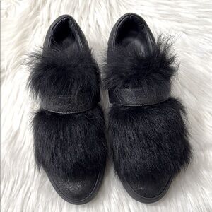 MONCLER Victoire Leather Fur Sneakers